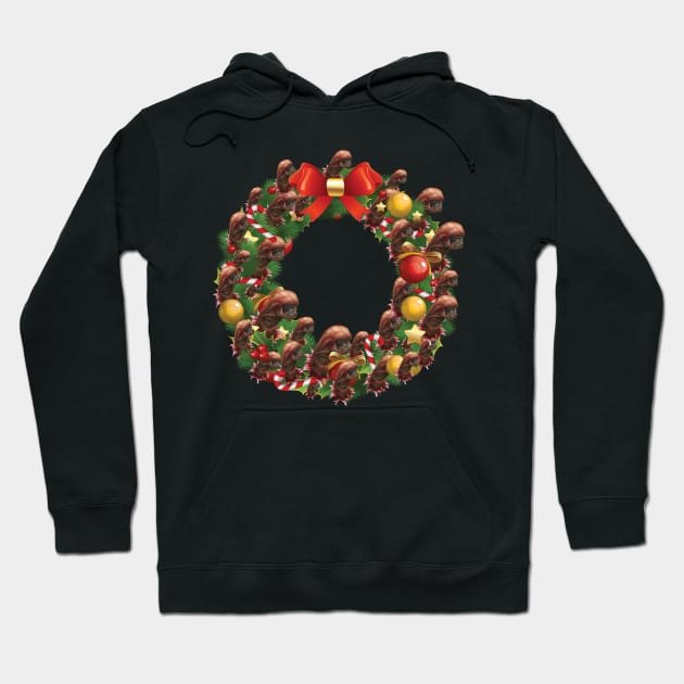 Alien Xenomorph Multiface Christmas Wreath Hoodie by Rebus28